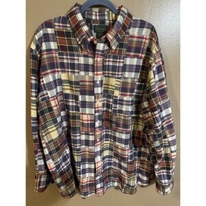 Scandia patchwork madras cotton button-down Shirt XL